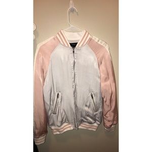 White & pink bomber jacket, brand new!